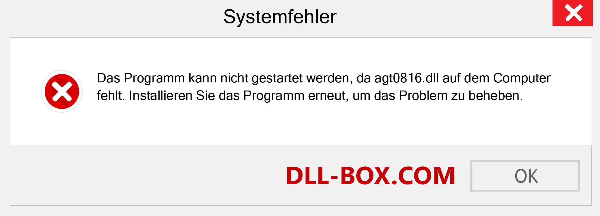 agt0816.dll-Datei fehlt?. Download für Windows 7, 8, 10 - Fix agt0816 dll Missing Error unter Windows, Fotos, Bildern