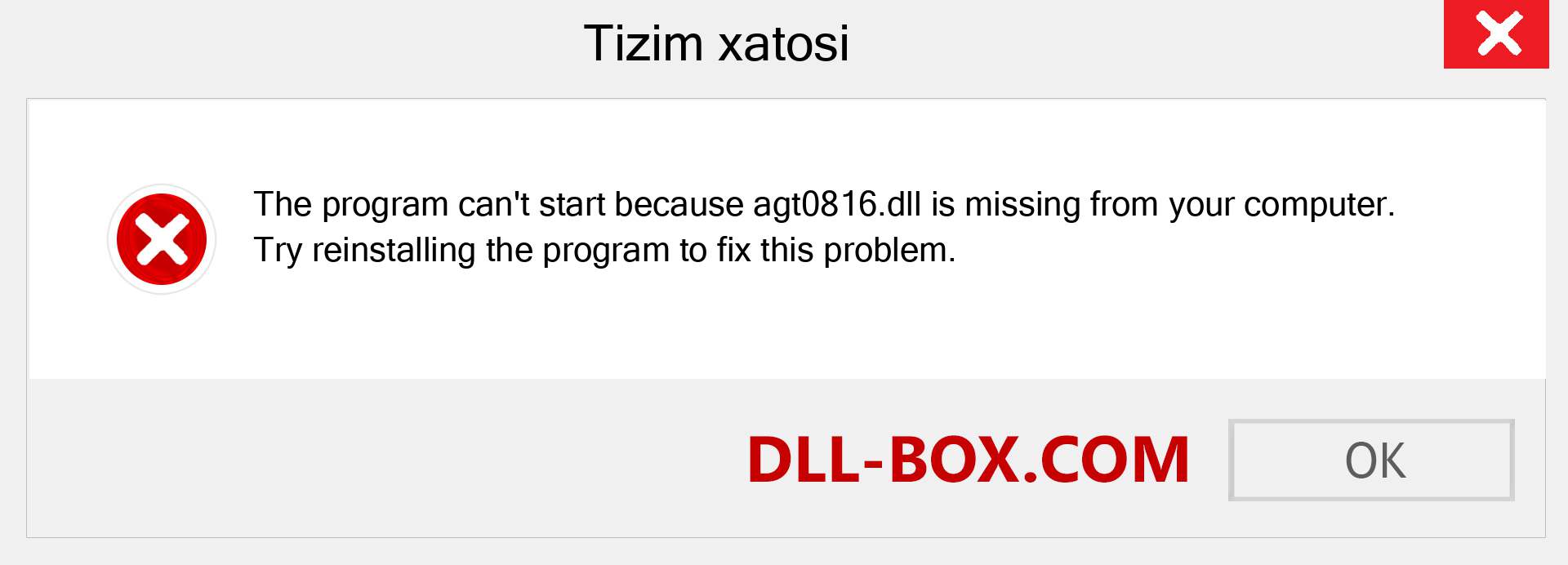 agt0816.dll fayli yo'qolganmi?. Windows 7, 8, 10 uchun yuklab olish - Windowsda agt0816 dll etishmayotgan xatoni tuzating, rasmlar, rasmlar